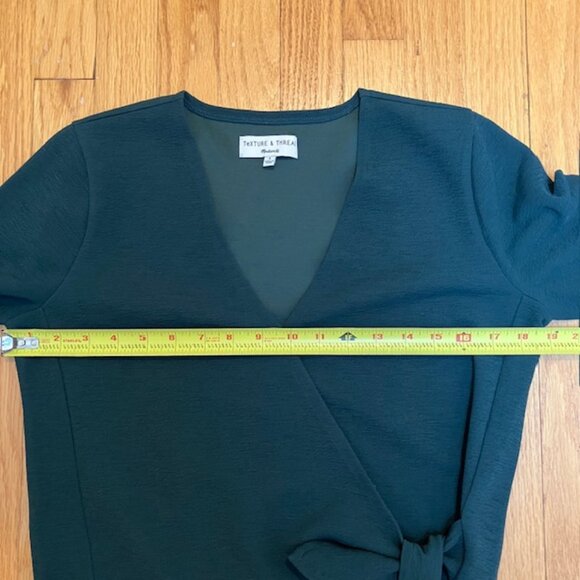 Madewell Texture & Thread Long Sleeve faux wrap top in Smoky Spruce Crepe S - Picture 7 of 8